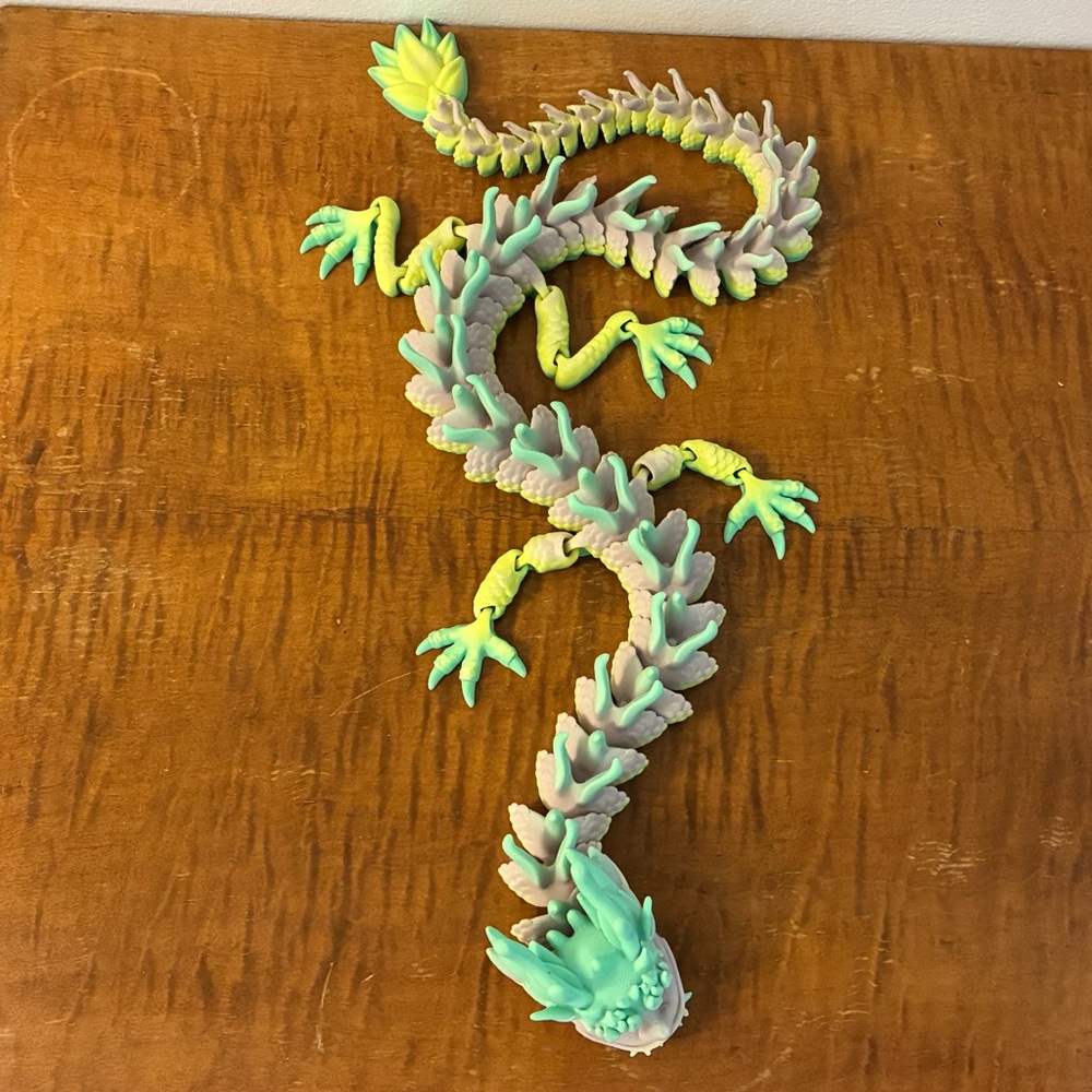Large Articulated Dragon Fidget Toy, 3D-printed